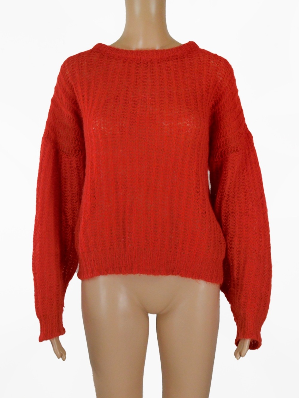 Vintage The Bay Mohair Wool Brioche Stitch Fisherman’s Rub Knit Red Sweater